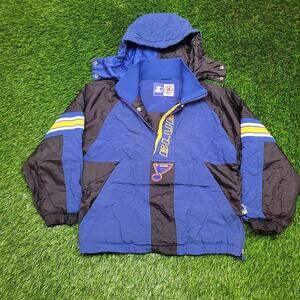VTG 90s Starter St. Louis Blues Anorak Puffer Jacket Womens Small Cropped Y2K